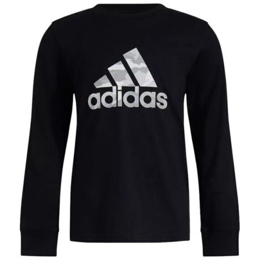 adidas Toddler Boys Round Neck Long Sleeve‎ Graphic T-Shirt 5T Black
